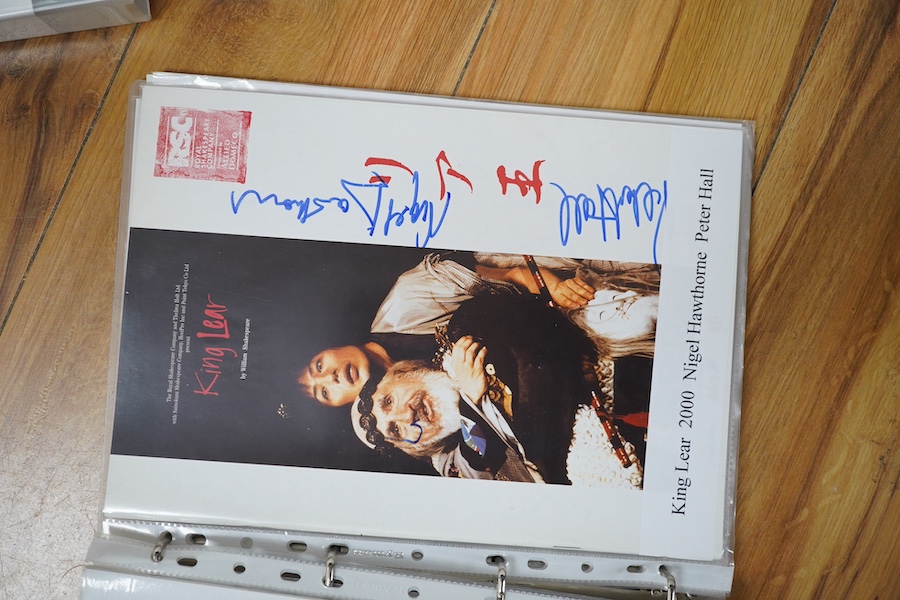 A collection of autographs, signed photos, signed theatre programs, theatre tickets, etc. contained within four folders, celebrities include; Tommy Cooper, Peter Kay, Bruce Forsyth, Roy Bremner, Ruby Wax, Dawn French, Vi